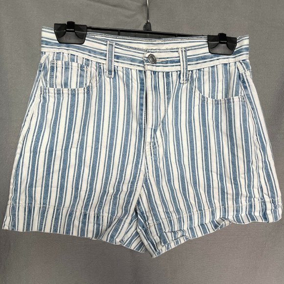 American Eagle striped high waisted jean shorts - Picture 1 of 1
